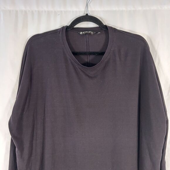 Athleta Blouse Women's XXS Black Long Sleeve Crew Neck Lightweight Modal Blend - Picture 2 of 6